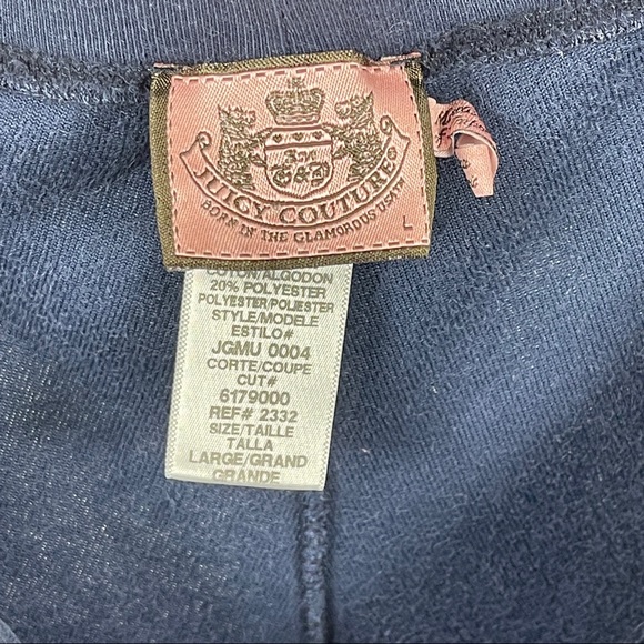 Juicy Velour Navy Sweatpants Pants Drawstring L - Picture 9 of 12